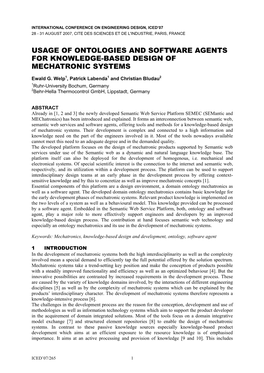 Usage of Ontologies and Software Agents for Knowledge-Based Design of Mechatronic Systems
