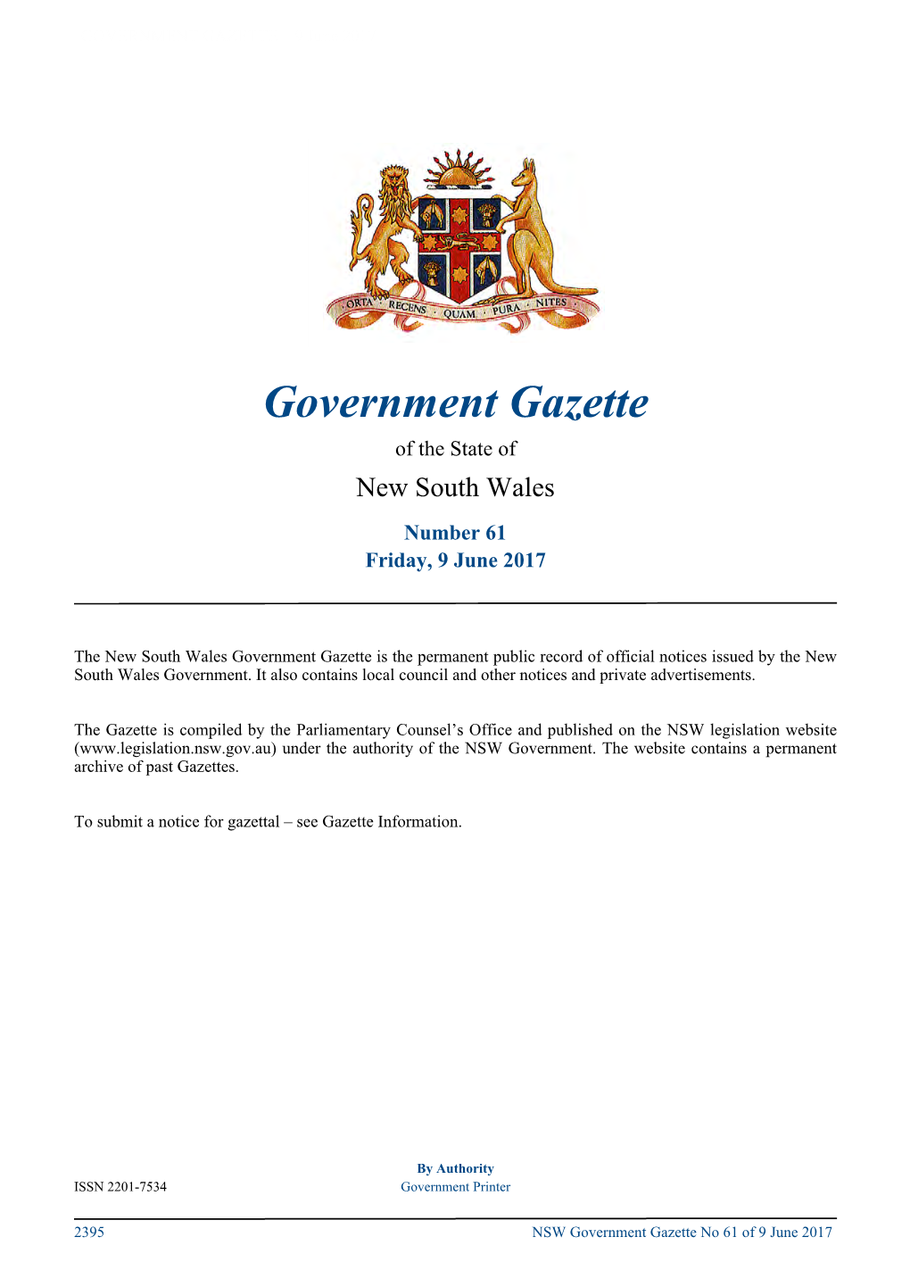 Government Gazette No 61 of 9 June 2017