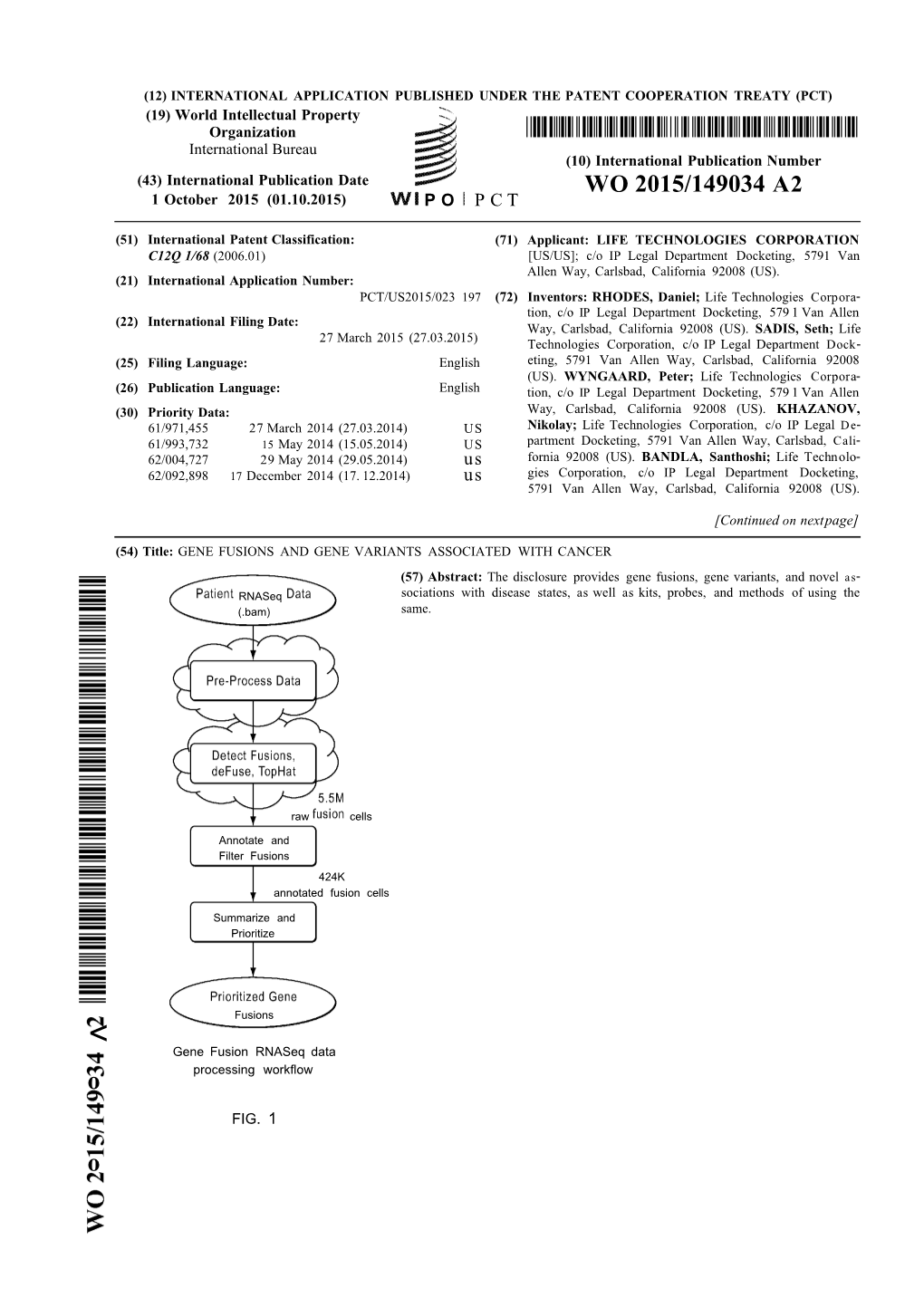 WO 2015/149034 A2 1 October 2015 (01.10.2015) P O P C T