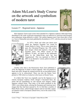 Adam Mclean's Study Course on the Artwork and Symbolism of Modern Tarot