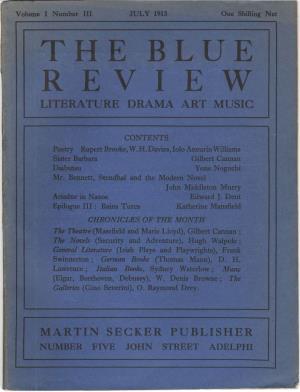 The Blue Review Literature Drama Art Music