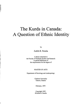 The Kurds in Canada: a Question of Ethnic Identity