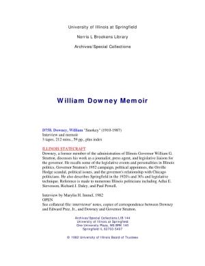 William Downey Memoir