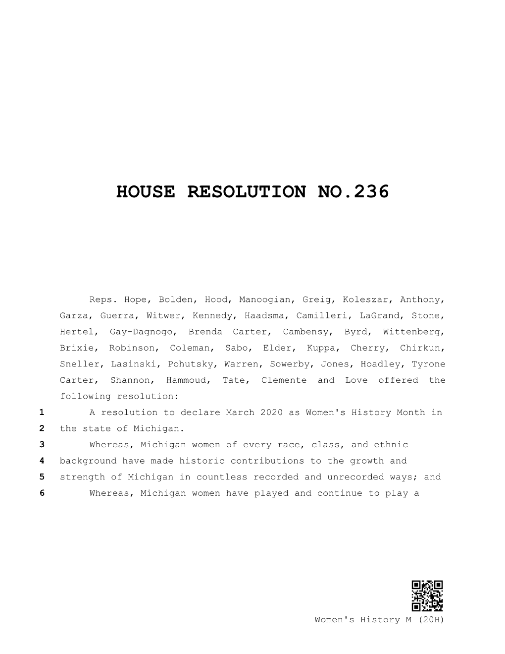 House Resolution No.236