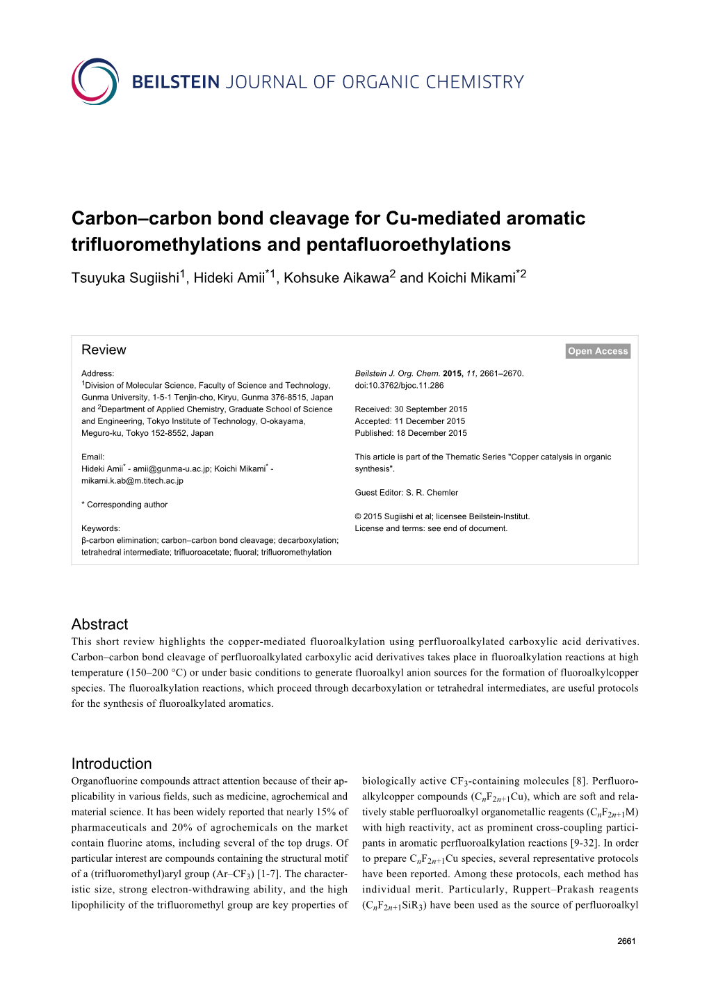 Carbon–Carbon Bond Cleavage for Cu-Mediated Aromatic Trifluoromethylations and Pentafluoroethylations