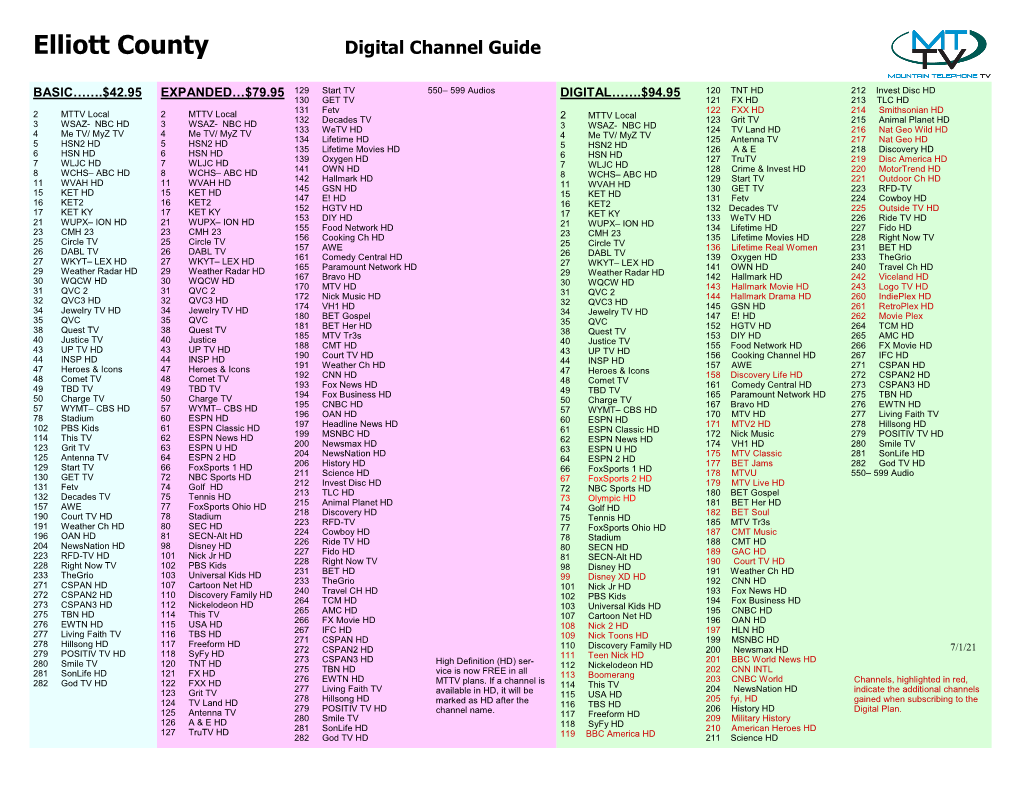 Elliott County Digital Channel Guide