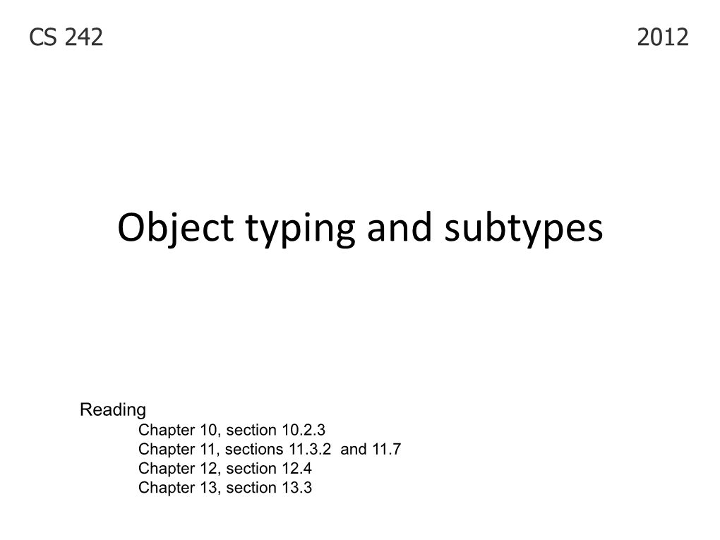 Subtyping and Inheritance