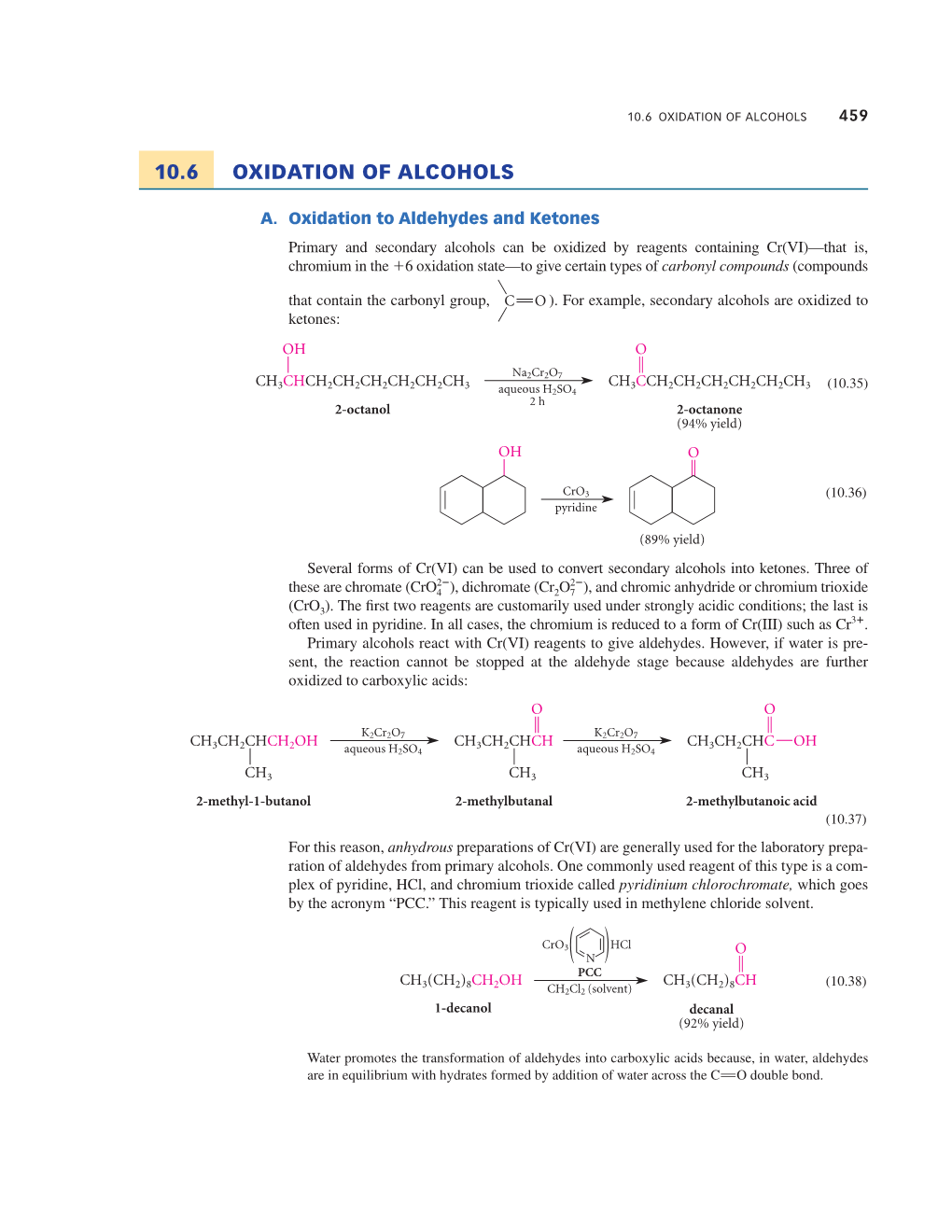 10.6 Oxidation of Alcohols 459