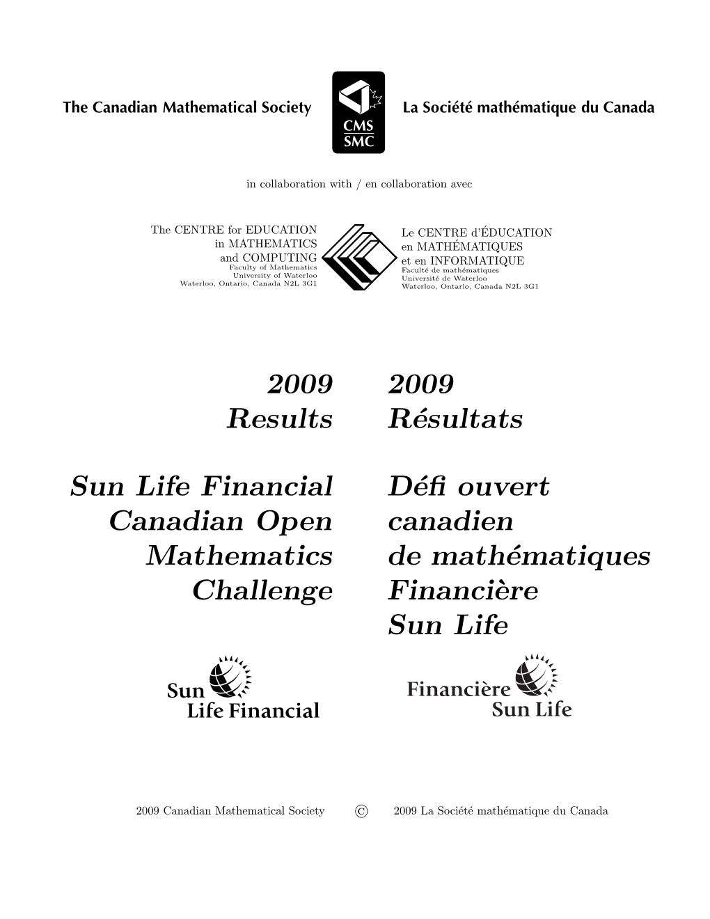 2009 Results Sun Life Financial Canadian Open Mathematics