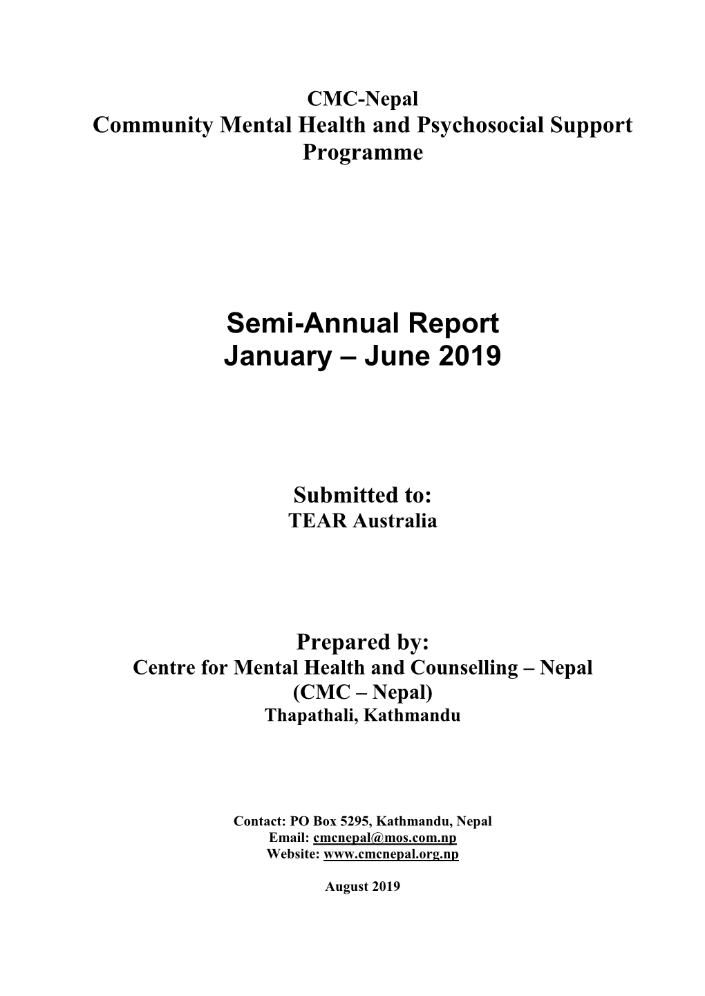 Semi-Annual Report January – June 2019