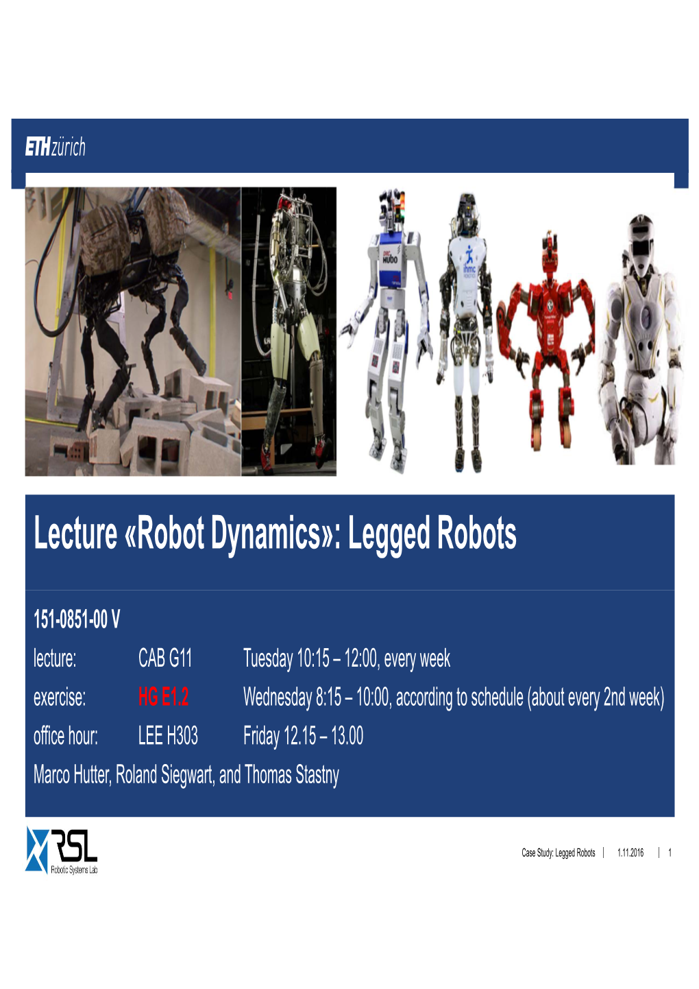 Lecture «Robot Dynamics»: Legged Robots