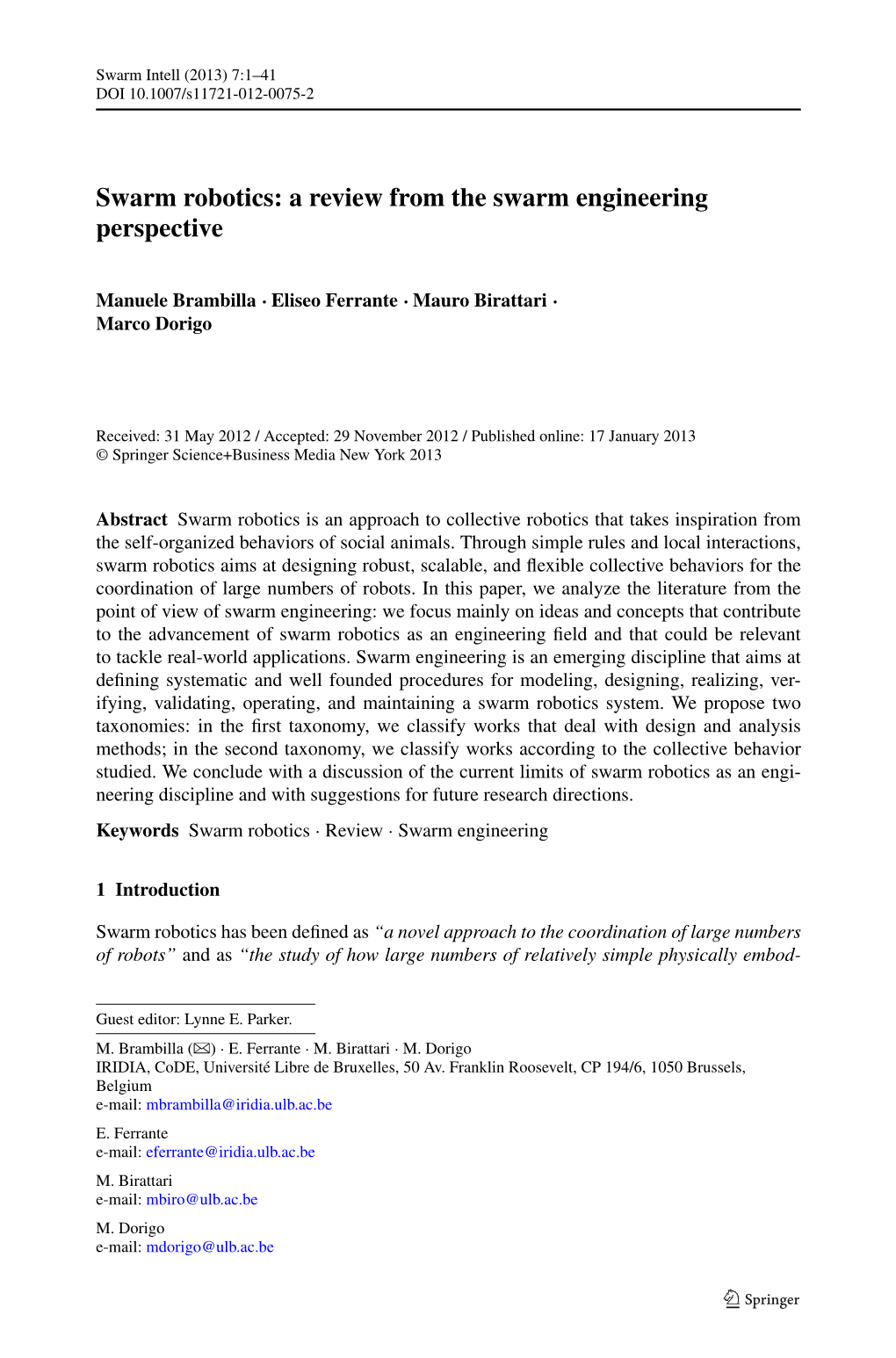 Swarm Robotics: a Review from the Swarm Engineering Perspective