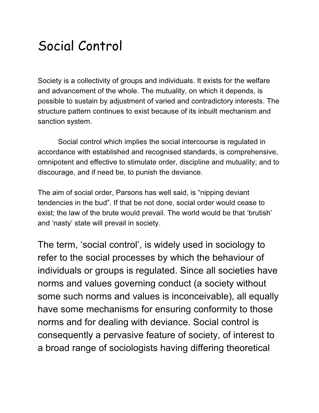 Social Control