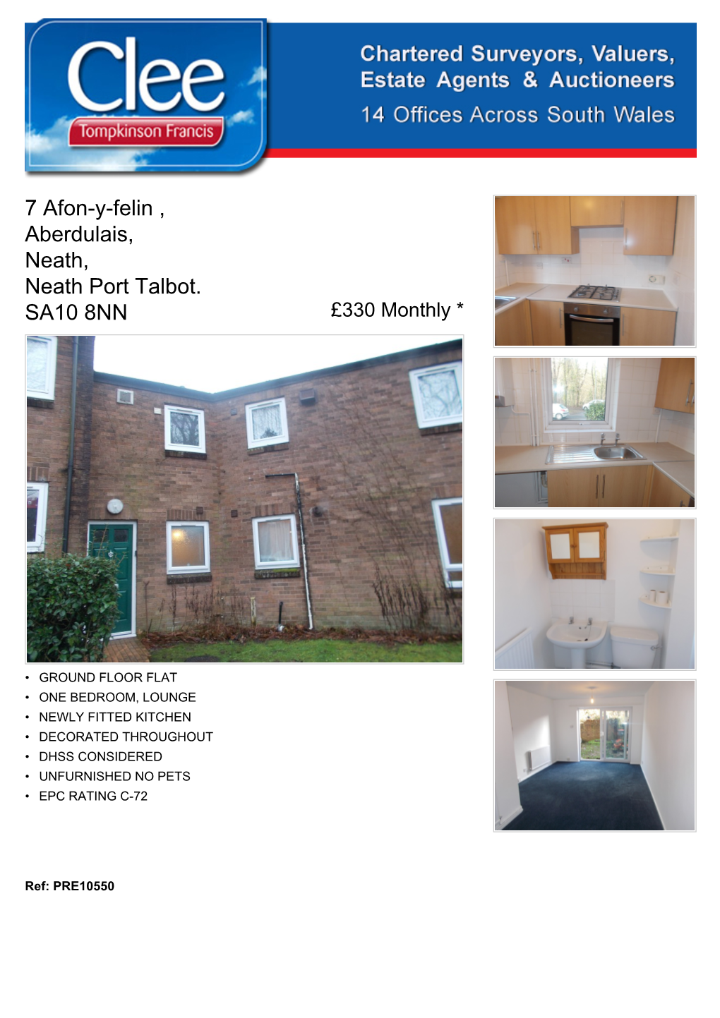 7 Afon-Y-Felin , Aberdulais, Neath, Neath Port Talbot. SA10 8NN £330 Monthly *