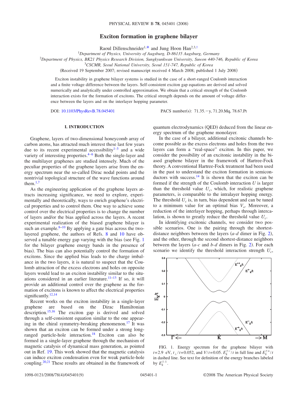 Exciton Formation in Graphene Bilayer