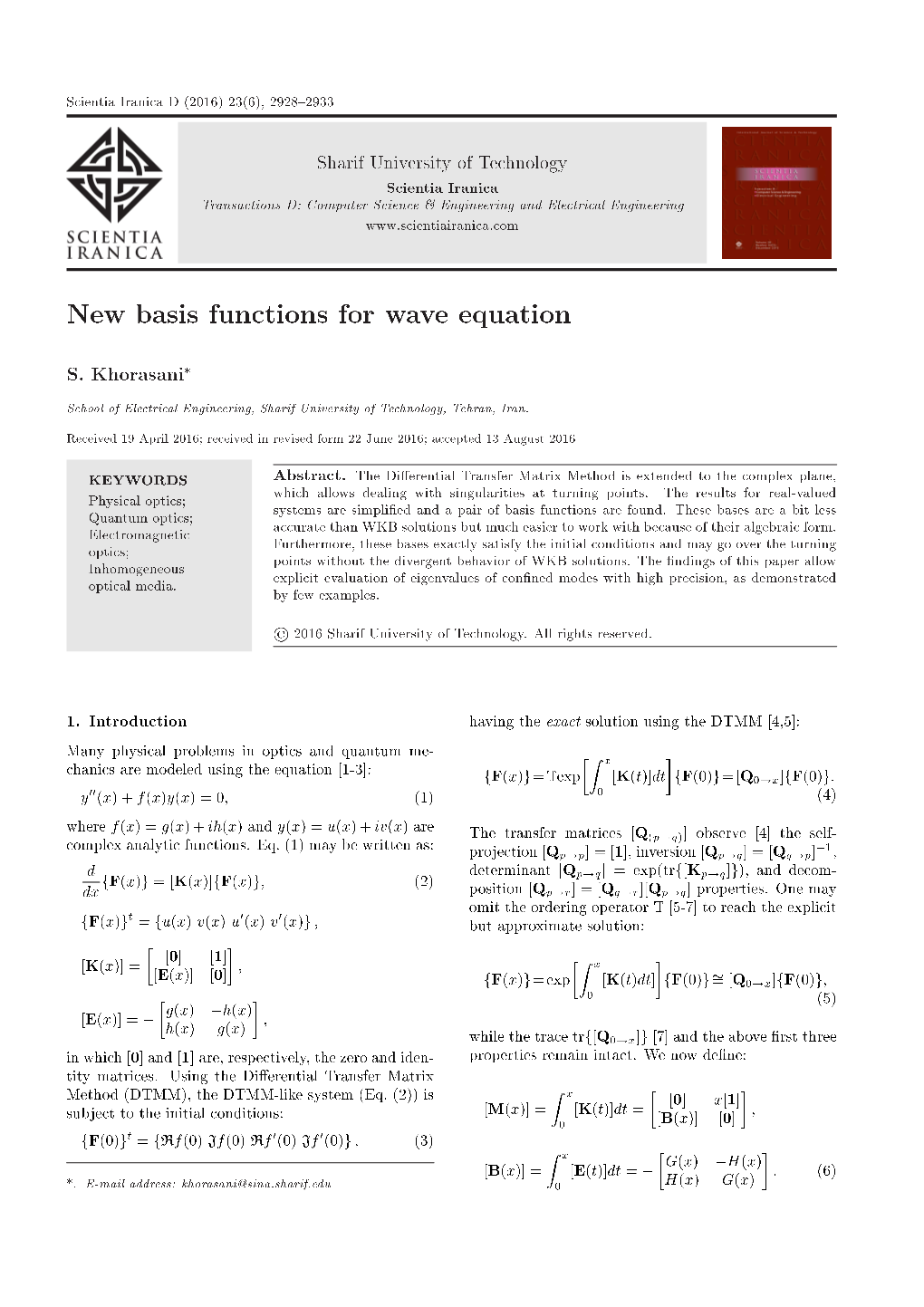 New Basis Functions for Wave Equation