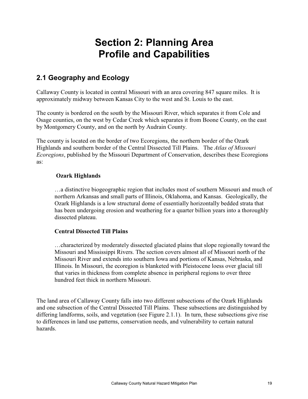 Section 2: Planning Area Profile and Capabilities