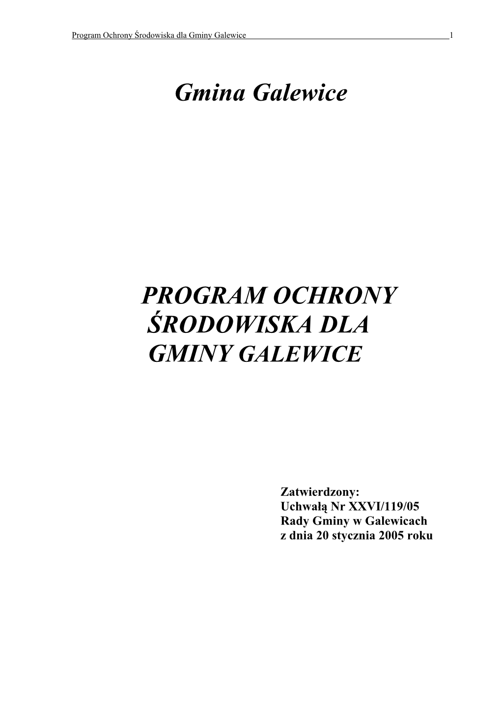 Gmina Galewice PROGRAM OCHRONY ŚRODOWISKA