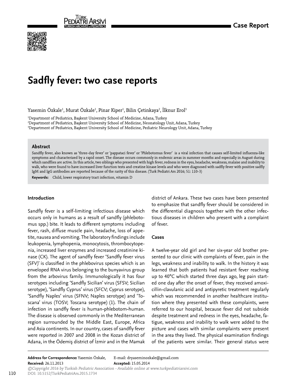 Sadfly Fever: Two Case Reports