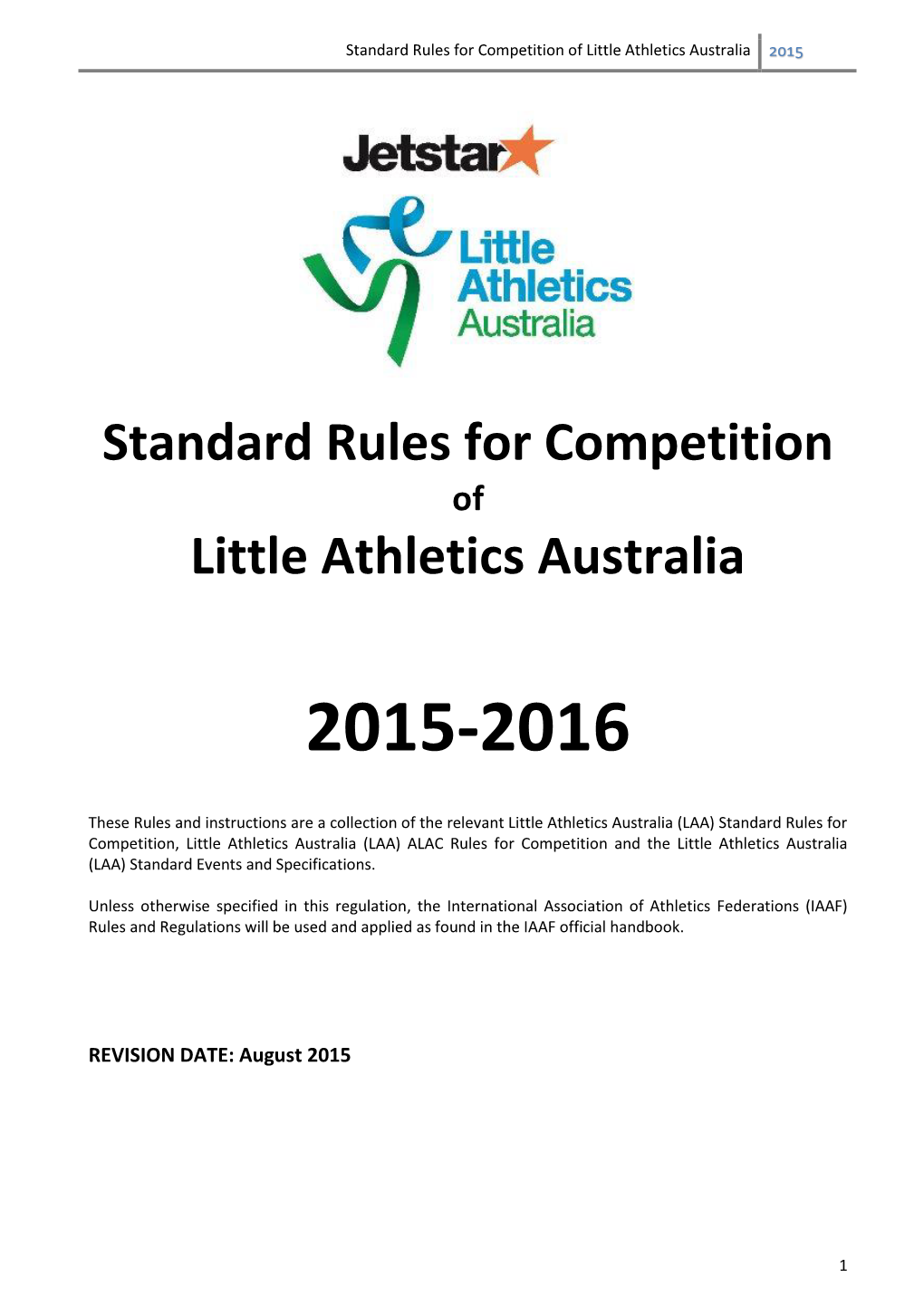 Little Athletics Australia Standard Rules of Competition