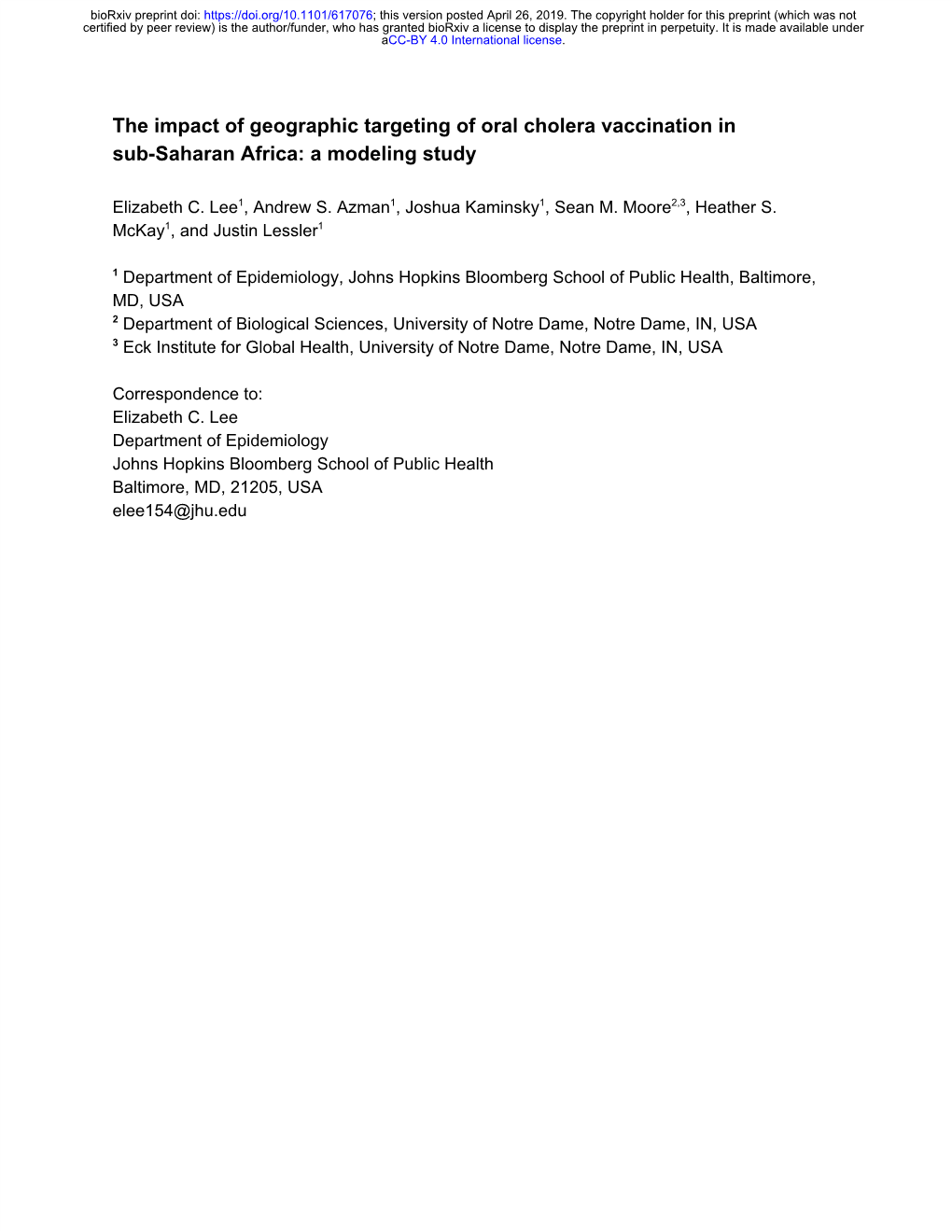 The Impact of Geographic Targeting of Oral Cholera Vaccination in Sub-Saharan Africa: a Modeling Study