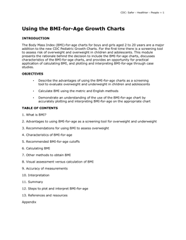 Using the BMI-For-Age Growth Charts
