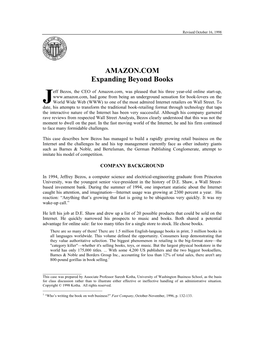 AMAZON.COM Expanding Beyond Books