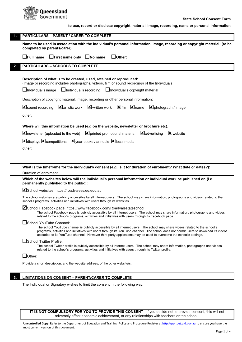 State School Consent Form