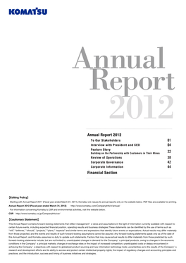 Annual Report 2012 Financial Section Financial Section