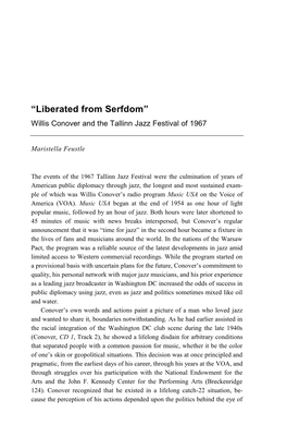 “Liberated from Serfdom” Willis Conover and the Tallinn Jazz Festival of 1967
