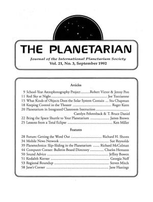 THE PLANETARIAN Journal of the International Planetariuln Society Vol