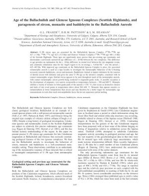 Age of the Ballachulish and Glencoe Igneous Complexes (Scottish Highlands), and Paragenesis of Zircon, Monazite and Baddeleyite in the Ballachulish Aureole
