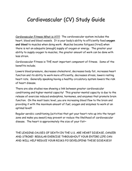 Cardiovascular (CV) Study Guide