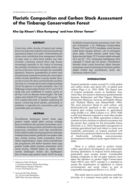 Floristic Composition and Carbon Stock Assessment of the Tinbarap Conservation Forest