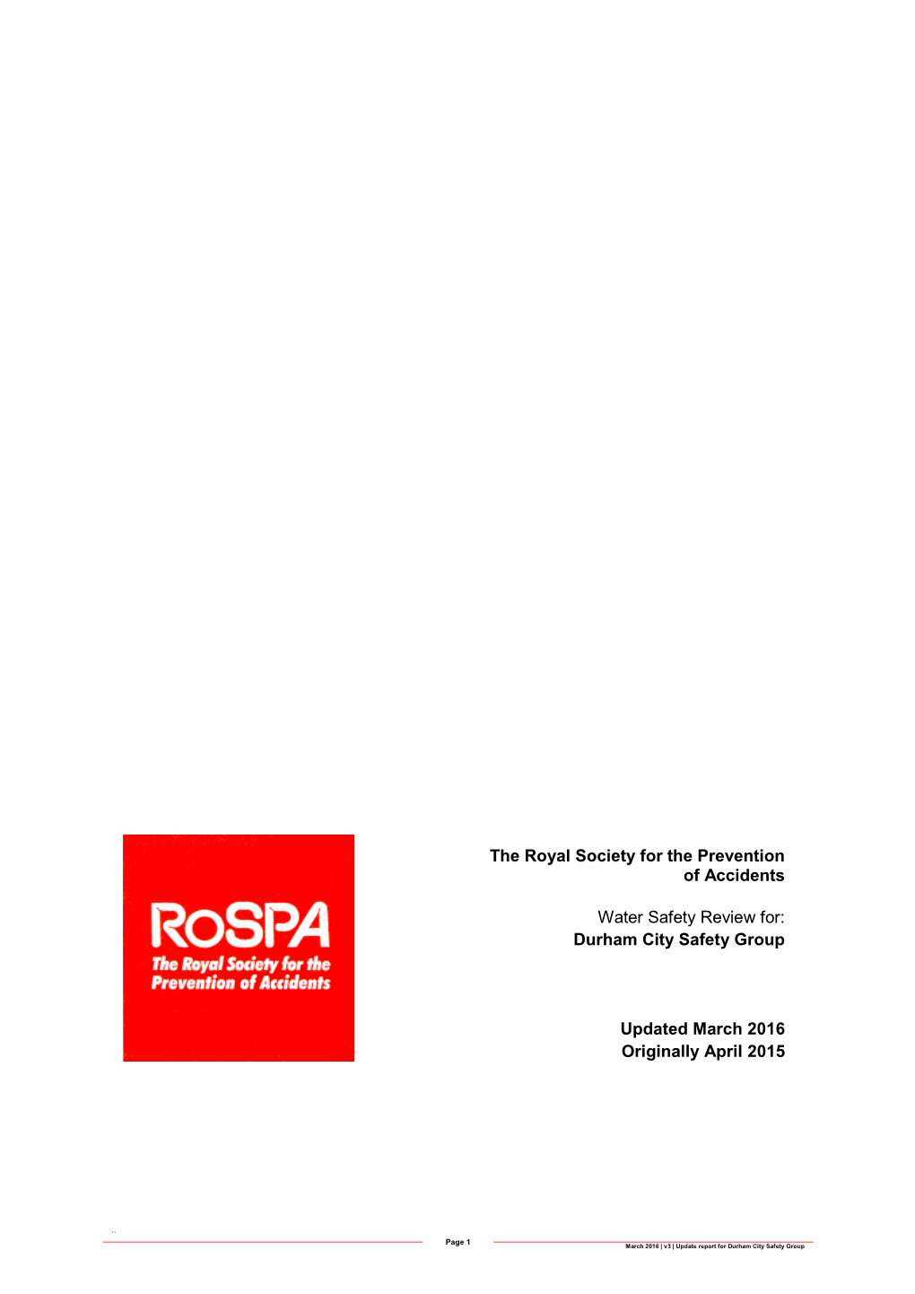 The Royal Society for the Prevention of Accidents Water Safety Review