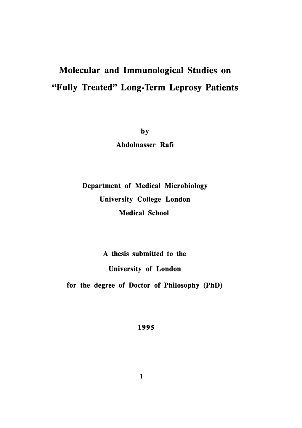 Molecular and Immunological Studies On" Fully Treated" Long-Term Leprosy Patients