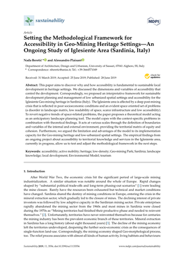 Setting the Methodological Framework for Accessibility in Geo-Mining Heritage Settings—An Ongoing Study of Iglesiente Area (Sardinia, Italy)