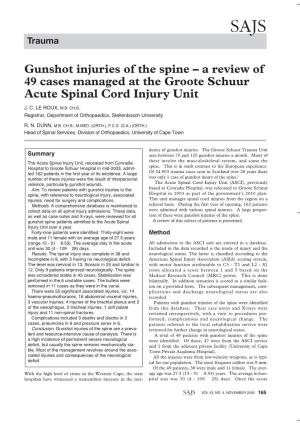 A Review of 49 Cases Managed at the Groote Schuur Acute Spinal Cord Injury Unit
