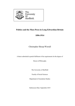 Politics and the Mass Press in Long Edwardian Britain 1896-1914
