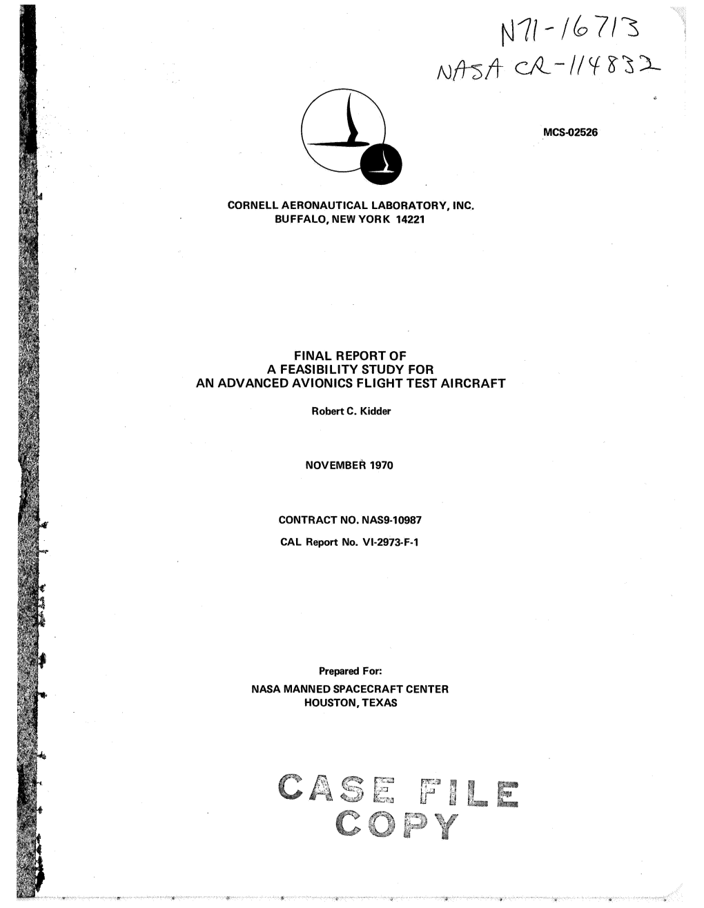 Final Report of a Feasibility Study for an Advanced Avionics Flight Test Aircraft