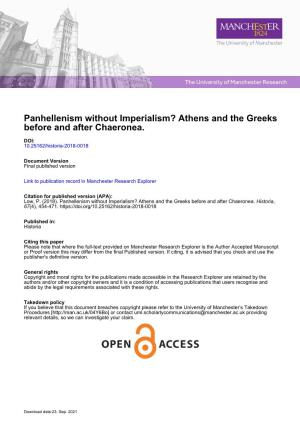 Panhellenism Without Imperialism? Athens and the Greeks Before and After Chaeronea