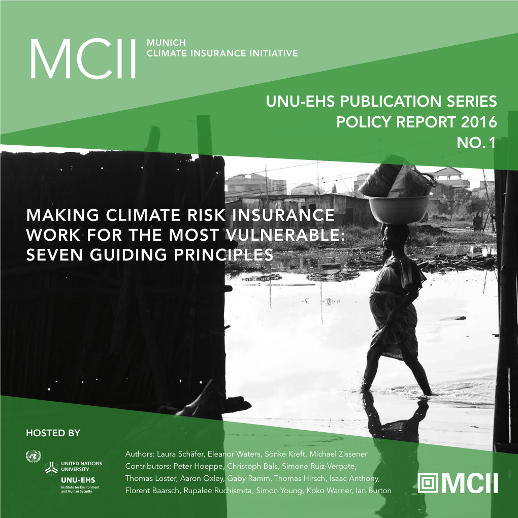 Making Climate Risk Insurance Work for the Most Vulnerable: Seven Guiding Principles