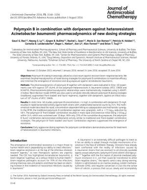 Polymyxin B in Combination with Doripenem Against Heteroresistant Acinetobacter Baumannii: Pharmacodynamics of New Dosing Strategies
