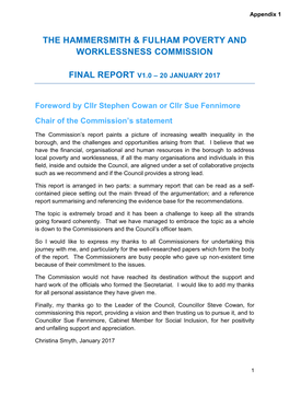 The Hammersmith & Fulham Poverty and Worklessness