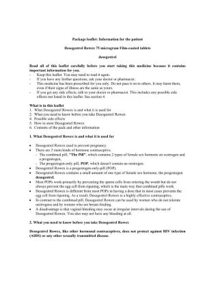 Package Leaflet: Information for the Patient Desogestrel Rowex