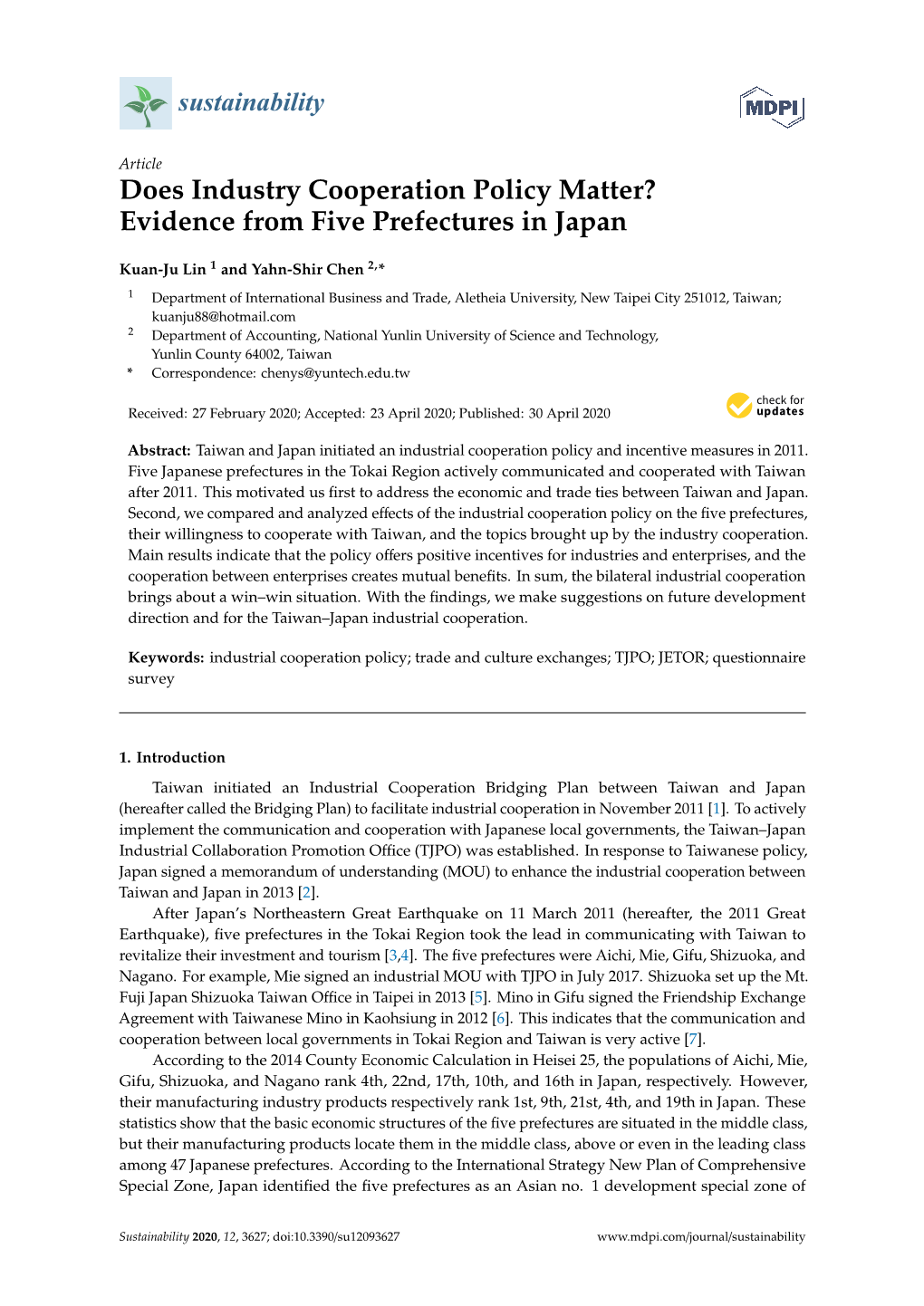 Evidence from Five Prefectures in Japan