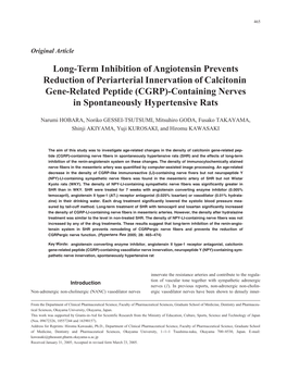 (CGRP)-Containing Nerves in Spontaneously Hypertensive Rats