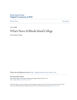 What's News at Rhode Island College Rhode Island College