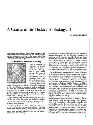 A Course in the History of Biology: II
