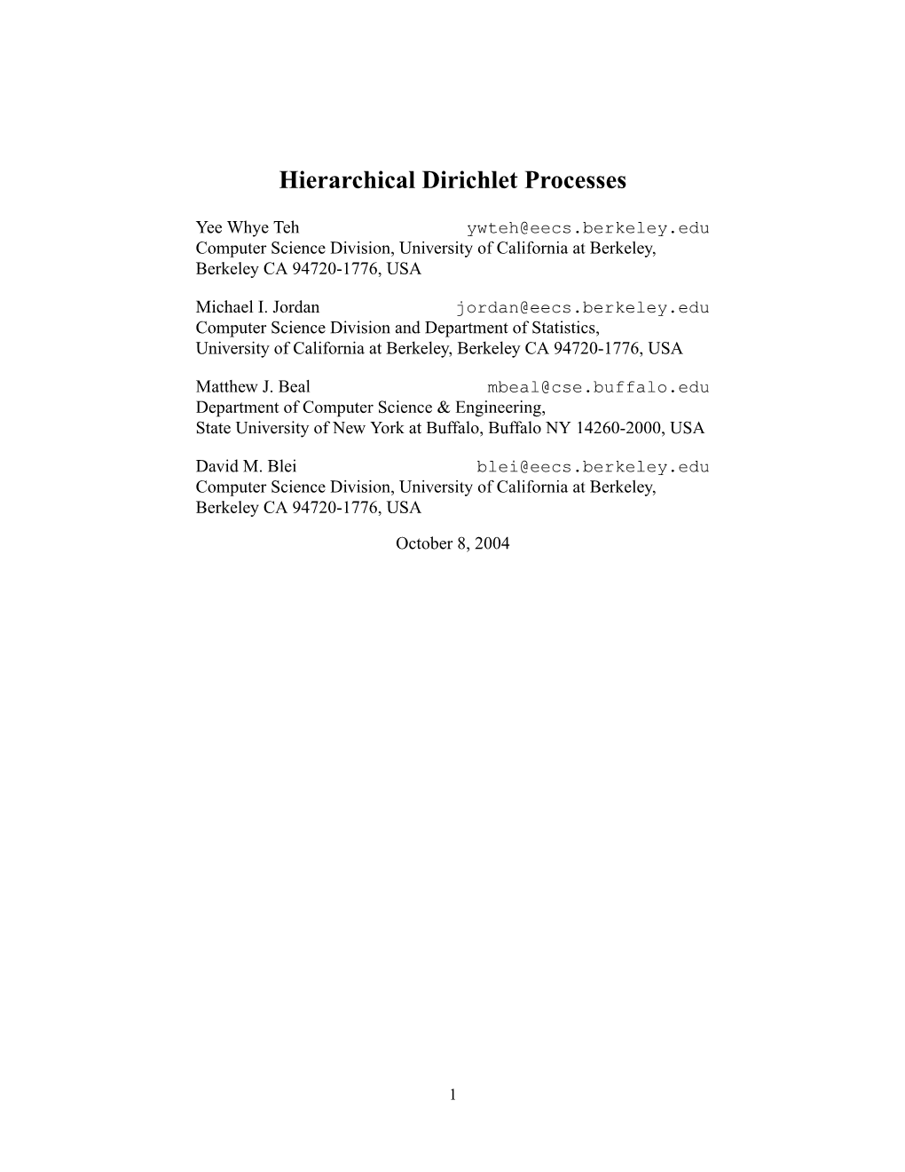 Hierarchical Dirichlet Processes